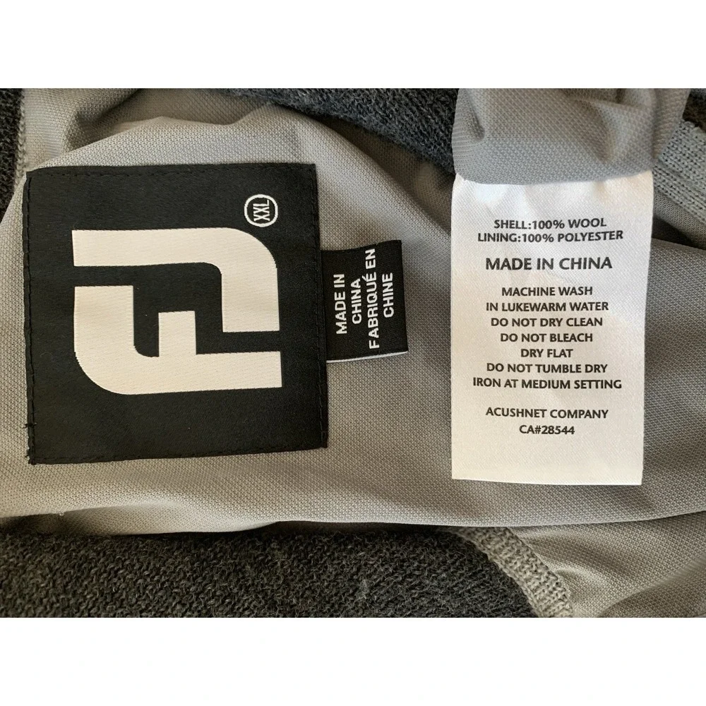 Footjoy Quarter Zip Golf Sweater Mens XXL Gray Black Argyle 100% Wool Logo Lined